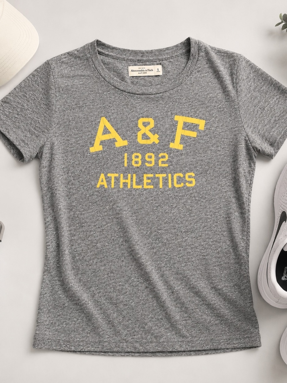 A&F Athletics 1892 Gray Tee with Yellow Logo
